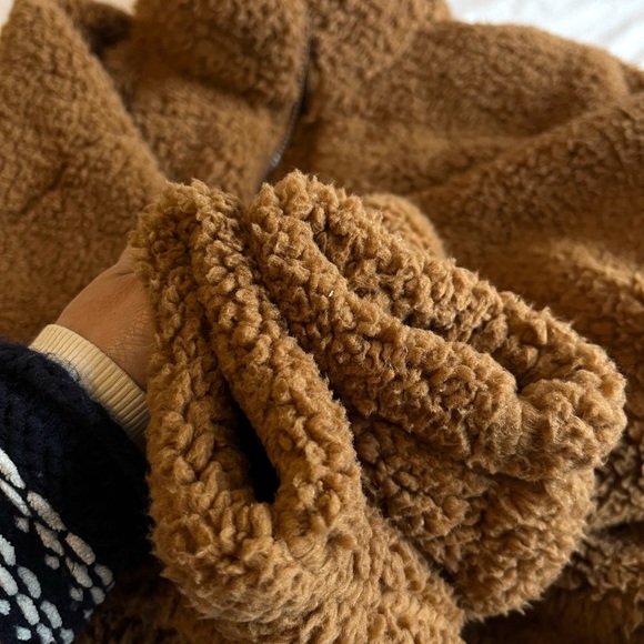 NWOT No Boundaries Brown Sherpa Quarter Zip Pullover Sweater L Teddy Cabincore - Picture 11 of 16